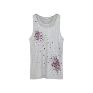 Dries Van Noten Sleeveless Cotton Top With Asymmetric Sequin Detail - NWT